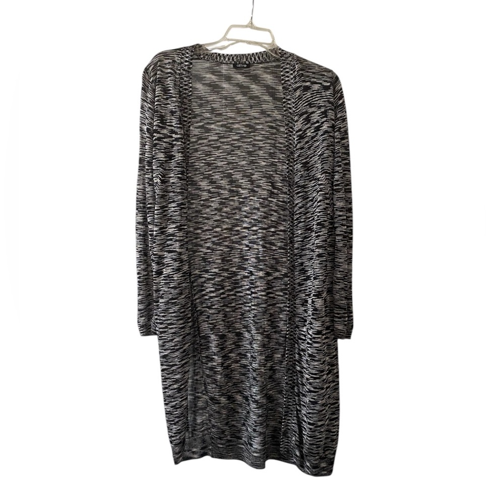 Oltre Black & White Open Front Lightweight Duster Cardigan Viscose Size Small